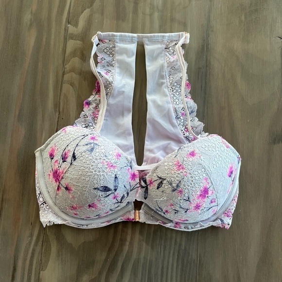 PINK Victoria's Secret Other - PINK by Victoria’s Secret Date Push-Up lace bra front closure floral lace 32DD